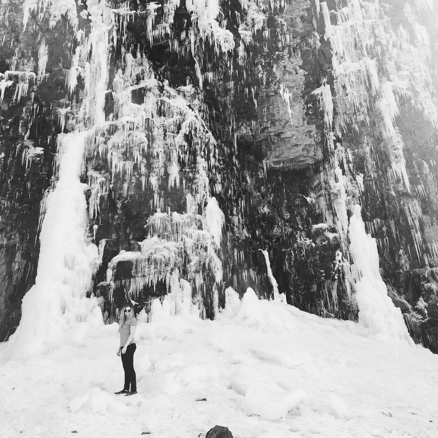  When we pulled over on the turnpike, jumped a fence and took photo's at the most epic ice wall. So worth it. ;) 