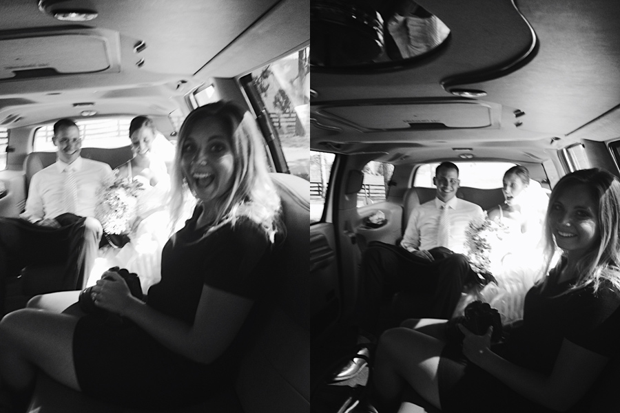  casual limo rides with the bride and groom. 